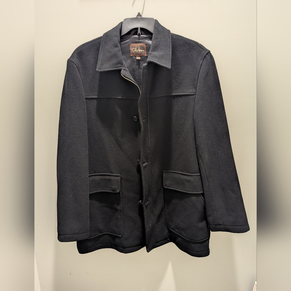 Cole Haan Wool & Cashmere Blend Black Top Coat for Men Size Large